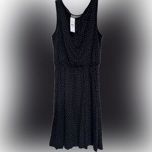 NWT Ann Taylor Loft Black Dress with Brown Polka Dots